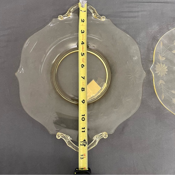 Set Of 2 1930’s Lancaster Glass Yellow Depression Glass Serving Trays - Picture 8 of 12